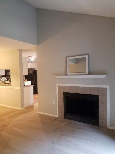 Living area with view of the fireplace