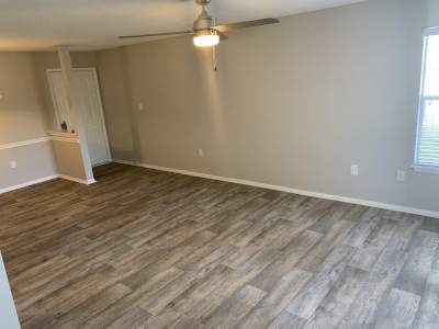 Living area with view of the front door